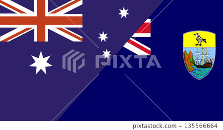 Flags of Australia and Saint Helena Islands. Two Flags Together 135566664