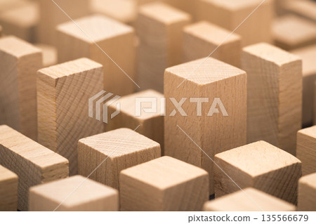 Modern city mady by small wooden blocks Modern city mady by small wooden blocks 135566679