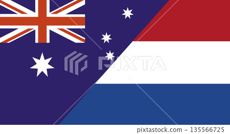 Flag of Australia and Netherlands. Two Flags Australian and Dutch national flags Flag of Australia and Netherlands. Two Flags Australian and Dutch national flags 135566725
