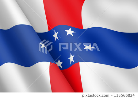 Netherlands Antilles waving flag 3d illustration Netherlands Antilles waving flag 3d illustration 135566824