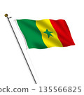 Senegal Flagpole 3d illustration on white with clipping path 135566825