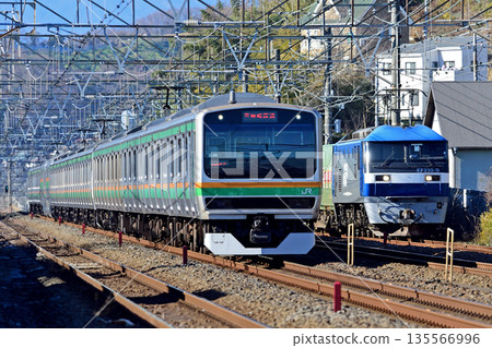 東海道本線,二宮大磯,JR貨運EF210-9(岡山),E231系1000系,S-06編組 東海道本線,二宮大磯,JR貨運EF210-9(岡山),E231系1000系,S-06編組 135566996