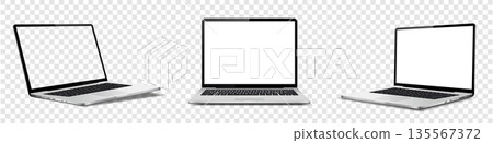 Realistic laptop mockup isolated on transparent background 135567372