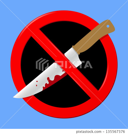 Stop killing violence and crime sign. No weapon allowed symbol. 135567376