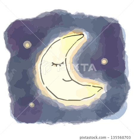 A gentle watercolor series that wraps around the end of the day | Sleeping Moon A gentle watercolor series that wraps around the end of the day | Sleeping Moon 135568703
