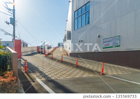Supermarket rooftop parking lot entrance 135569733