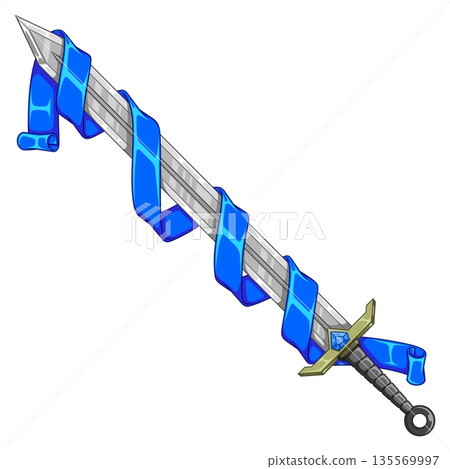 Medieval Steel Sword with Ribbon Medieval Steel Sword with Ribbon 135569997