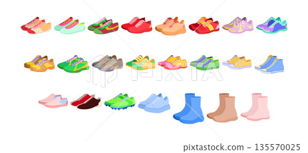 Sneakers shoe color pair set. Athletic running tennis hiking skate soccer sneakers canvas, high top stretch for man 135570025