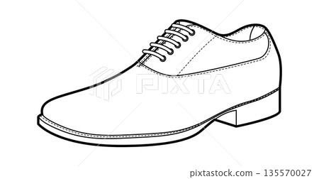 Balmoral mens dress single boot line. Closed lacing galosh style ankle shoe technical fashion illustration. Classic  135570027