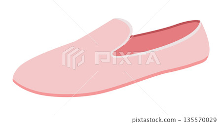 Pink loafer shoe women flat. Minimal slip on casual footwear for spring summer outfit soft feminine wardrobe. Technical 135570029