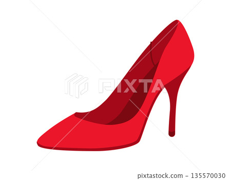 Stiletto women red high heel flat shoe. Sexy fashion dress footwear for party wedding office. Technical illustration Stiletto women red high heel flat shoe. Sexy fashion dress footwear for party wedding office. Technical illustration 135570030