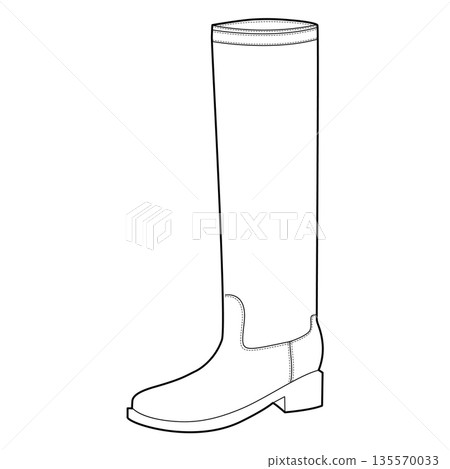 Block heel knee-high boot women single line pair. Tall shaft with chunky heel for urban walk, weekend outing. Technical Block heel knee-high boot women single line pair. Tall shaft with chunky heel for urban walk, weekend outing. Technical 135570033