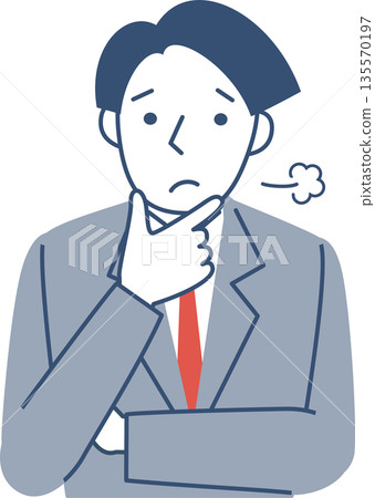 一名神情憂慮的男學生的上半身像 135570197