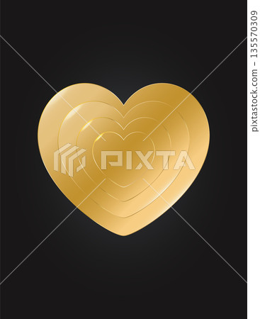 Golden layered heart illustration on a dark background Golden layered heart illustration on a dark background 135570309