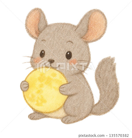 用色鉛筆繪製的龍貓手捧滿月的插圖 135570382