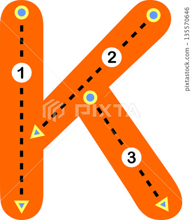 Alphabet Letter K Tracing Practice for Children 135570646