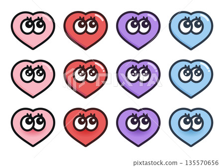 Cute and precious emotions conveyed heart-eye character icon set Cute and precious emotions conveyed heart-eye character icon set 135570656