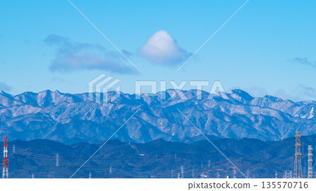 雪山和輸電塔的景色 b-1 135570716