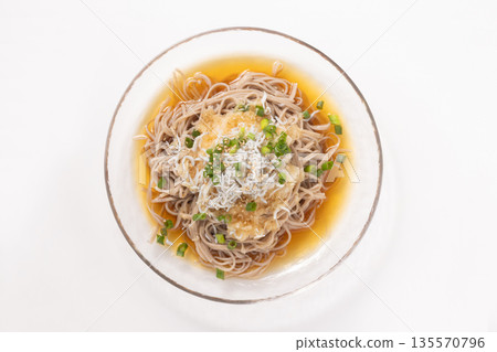 Grated daikon radish, whitebait, soba noodles Grated daikon radish, whitebait, soba noodles 135570796