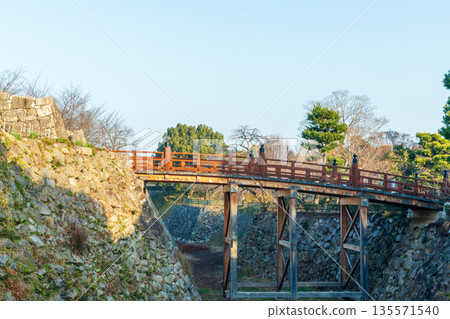 View of Gokuraku Bridge from the eastern passage of the remains of the Bamboo Forest Bridge Tower 135571540
