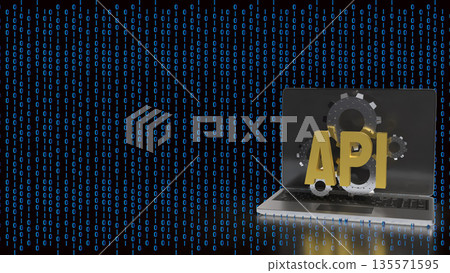 API Integration and Artificial Intelligence Technology Concept on Laptop 3d render. API Integration and Artificial Intelligence Technology Concept on Laptop 3d render. 135571595
