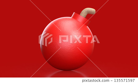 Red Bomb Representing Imminent Danger and High Risk Crisis Concept 3d render. Red Bomb Representing Imminent Danger and High Risk Crisis Concept 3d render. 135571597