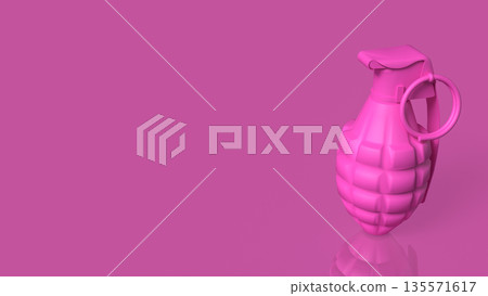 Pink Hand Grenade on Minimal Background Concept of Pop Art Danger 3d render. Pink Hand Grenade on Minimal Background Concept of Pop Art Danger 3d render. 135571617