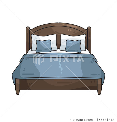 illustration of double bed 135571858