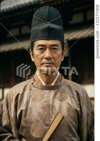 聖德太子（宮戶太子）畫像，他在飛鳥時代攝政，保護佛教，並制定了十七條憲法。 135571909