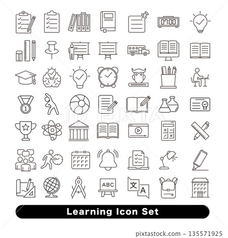 Education, study and school life flat icon set 135571925