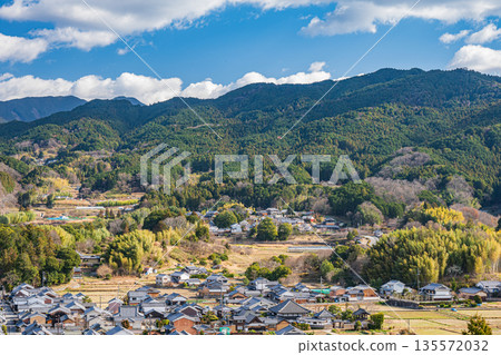 View from the Amakashi Hill Observatory, Amakashi Hill area of Asuka Historical Park, Asuka Village, Nara Prefecture View from the Amakashi Hill Observatory, Amakashi Hill area of Asuka Historical Park, Asuka Village, Nara Prefecture 135572032