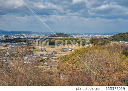 View from the Amakashi Hill Observatory, Amakashi Hill area of Asuka Historical Park, Asuka Village, Nara Prefecture View from the Amakashi Hill Observatory, Amakashi Hill area of Asuka Historical Park, Asuka Village, Nara Prefecture 135572039