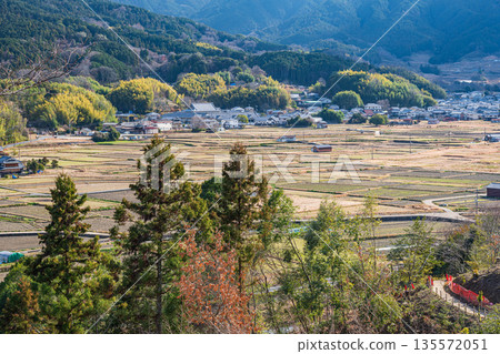 View from the Amakashi Hill Observatory, Amakashi Hill area of Asuka Historical Park, Asuka Village, Nara Prefecture 135572051