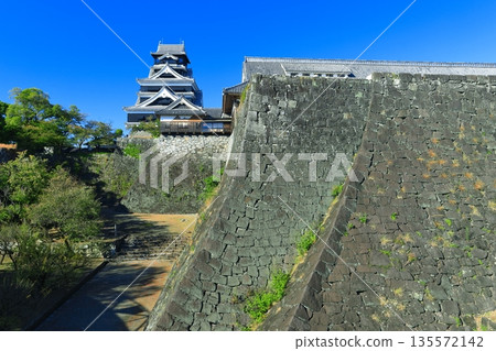 [Kumamoto Prefecture] Kumamoto Castle and Niyo's stone walls on a clear day 135572142
