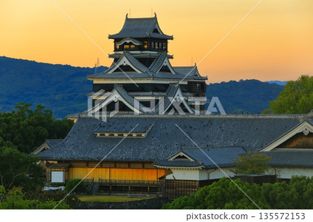 [熊本縣]熊本城的夜景 135572153