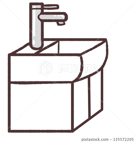 Simple illustration of a washbasin diagonally sideways Simple illustration of a washbasin diagonally sideways 135572205