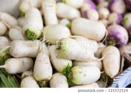 High quality imported eco rutabaga are grouped in shop window High quality imported eco rutabaga are grouped in shop window 135572524