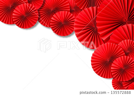 Red fans bring cheer to Lunar New Year, isolated, PNG 135572888