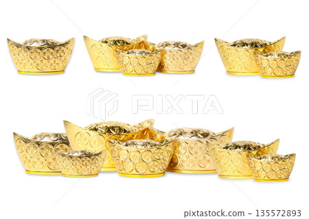 Set, Golden ingots represent prosperity for Lunar New Year, PNG Set, Golden ingots represent prosperity for Lunar New Year, PNG 135572893