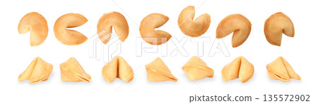 Set, Fortune cookies represent hope and prosperity, isolated, PNG Set, Fortune cookies represent hope and prosperity, isolated, PNG 135572902