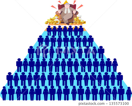 抽象插圖展示了收入不平等和社會等級金字塔結構 135573100