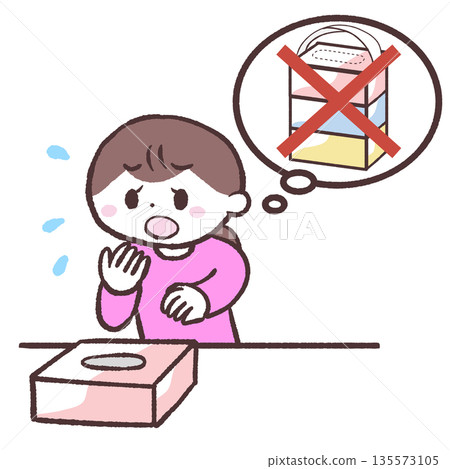 Illustration of a woman running out of tissues Illustration of a woman running out of tissues 135573105