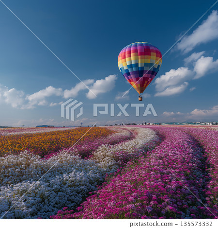 花田裡漂浮著氣球 135573332