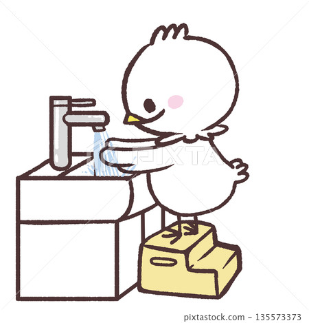 一隻白鳥洗手的插圖 135573373