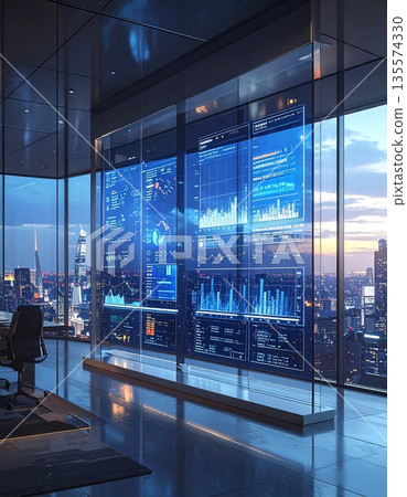 【AI生成影像】尖端IT公司大型IT面板佈局圖 135574330