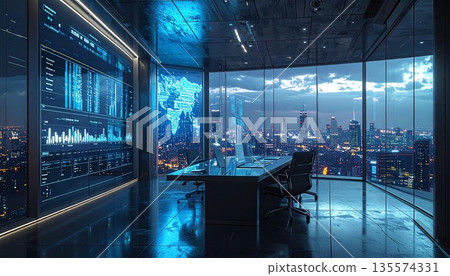 [AI-generated image] Image of large IT panel layout at cutting-edge IT company 135574331