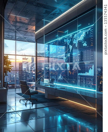 [AI-generated image] Image of large IT panel layout at cutting-edge IT company 135574341