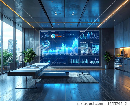 【AI生成影像】尖端IT公司大型IT面板佈局圖 135574342