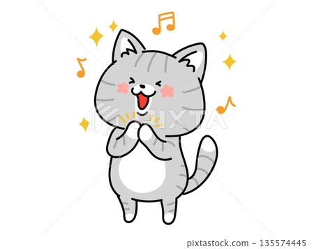 Amazing! The cat claps in delight 135574445