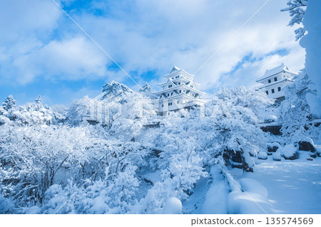 Gujo Hachiman Castle in the snow Gujo Hachiman Castle in the snow 135574569